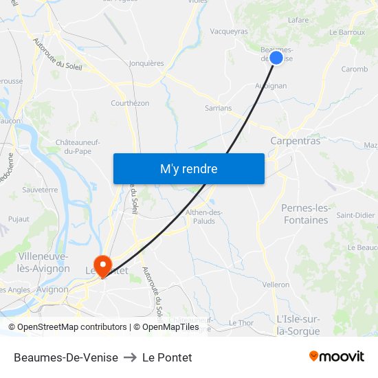 Beaumes-De-Venise to Le Pontet map