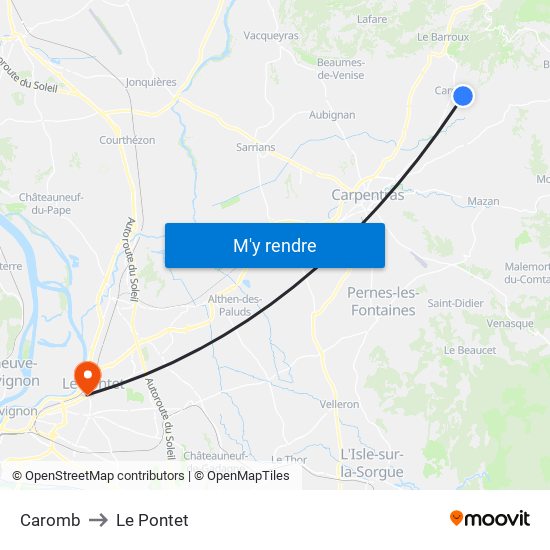 Caromb to Le Pontet map