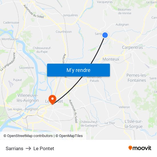 Sarrians to Le Pontet map