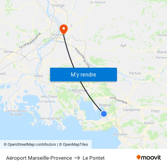 Aéroport Marseille-Provence to Le Pontet map