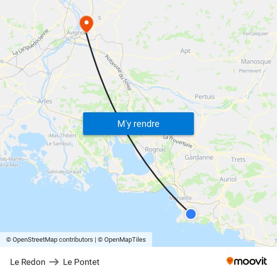 Le Redon to Le Pontet map