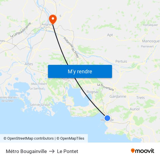 Métro Bougainville to Le Pontet map