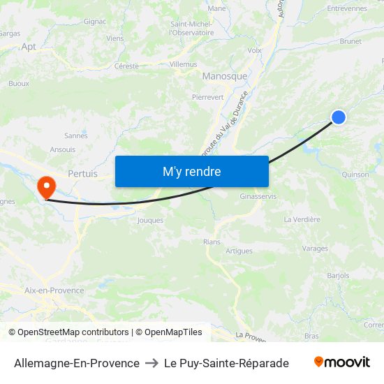 Allemagne-En-Provence to Le Puy-Sainte-Réparade map