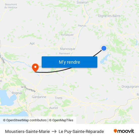 Moustiers-Sainte-Marie to Le Puy-Sainte-Réparade map