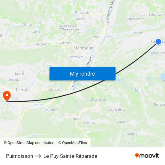 Puimoisson to Le Puy-Sainte-Réparade map