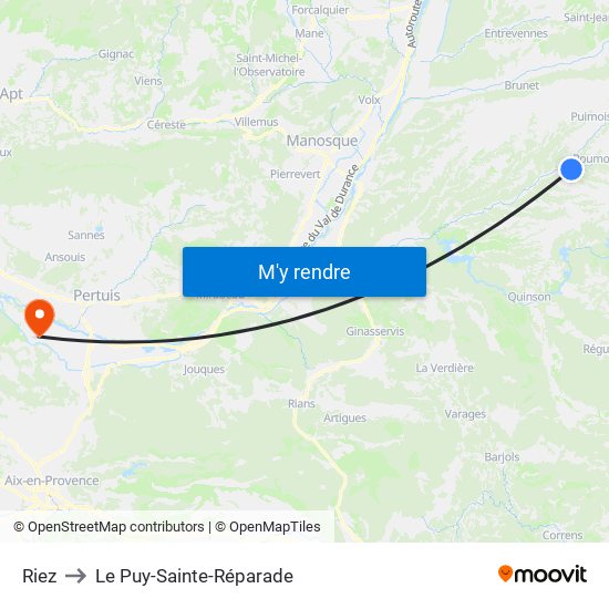 Riez to Le Puy-Sainte-Réparade map