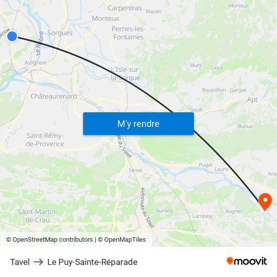 Tavel to Le Puy-Sainte-Réparade map