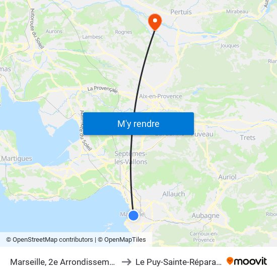 Marseille, 2e Arrondissement to Le Puy-Sainte-Réparade map