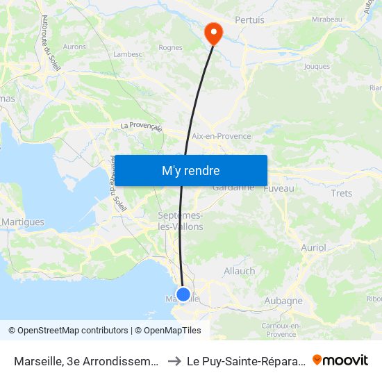Marseille, 3e Arrondissement to Le Puy-Sainte-Réparade map