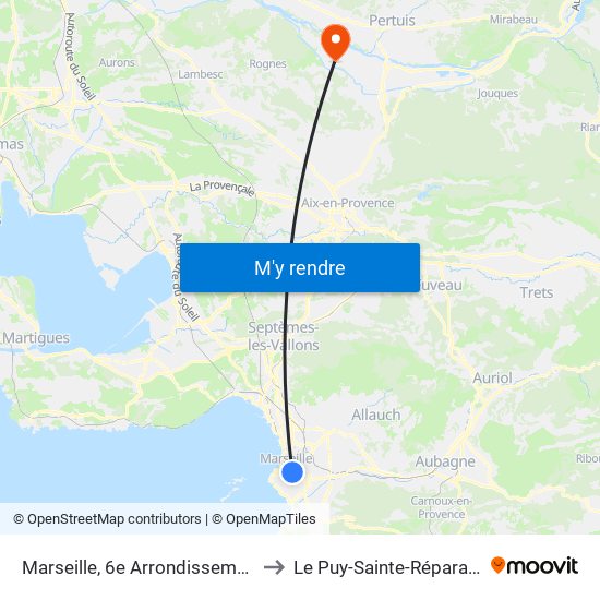 Marseille, 6e Arrondissement to Le Puy-Sainte-Réparade map