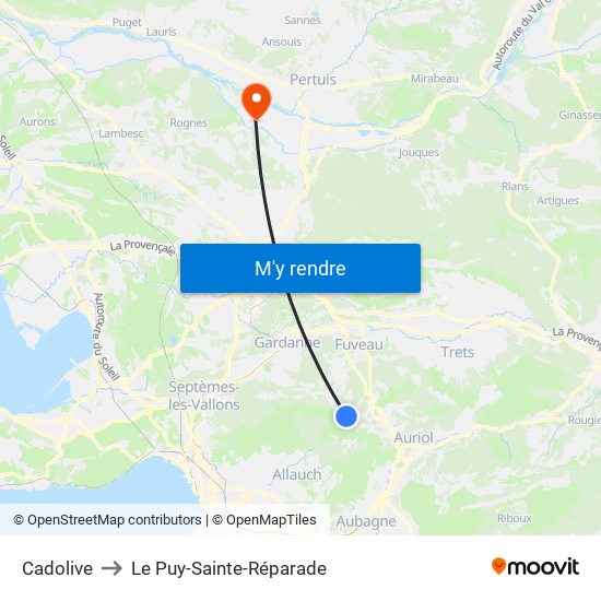 Cadolive to Le Puy-Sainte-Réparade map