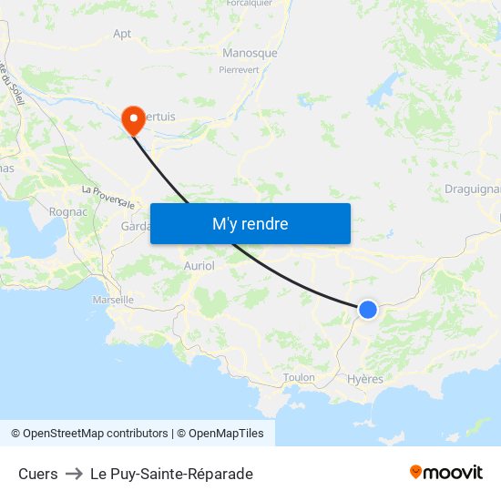 Cuers to Le Puy-Sainte-Réparade map