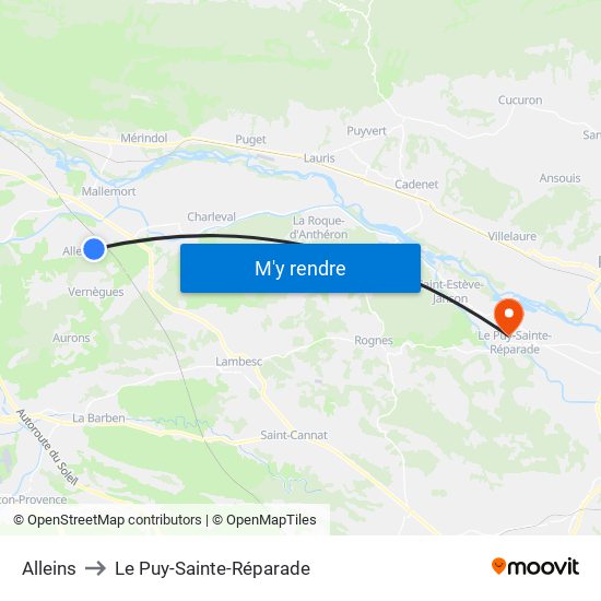 Alleins to Le Puy-Sainte-Réparade map