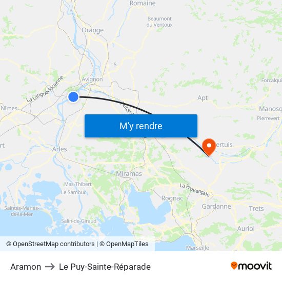 Aramon to Le Puy-Sainte-Réparade map