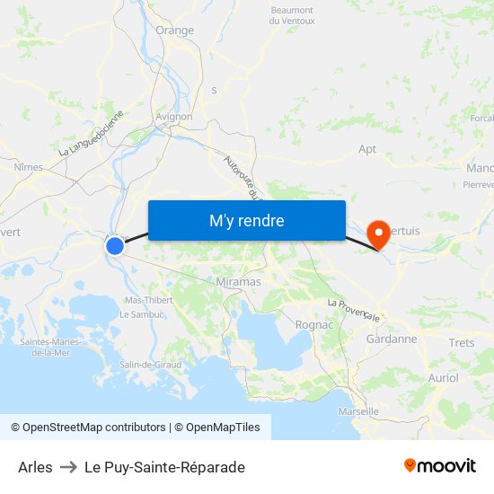 Arles to Le Puy-Sainte-Réparade map