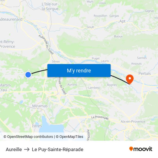 Aureille to Le Puy-Sainte-Réparade map