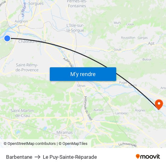 Barbentane to Le Puy-Sainte-Réparade map