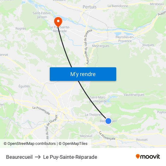 Beaurecueil to Le Puy-Sainte-Réparade map