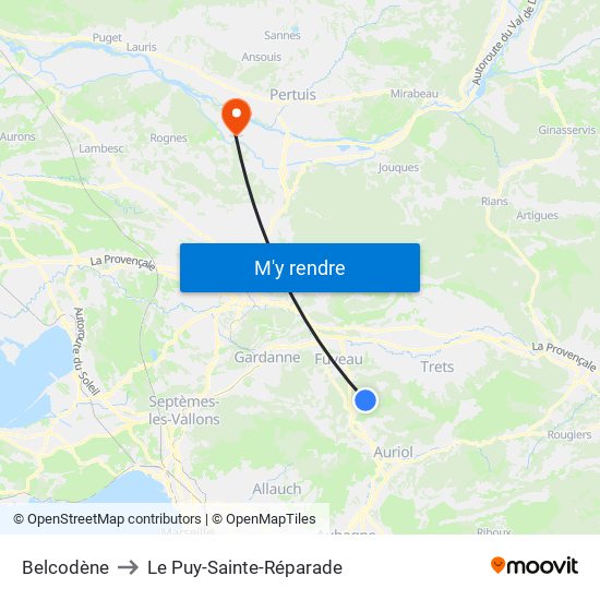 Belcodène to Le Puy-Sainte-Réparade map