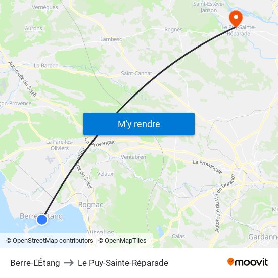 Berre-L'Étang to Le Puy-Sainte-Réparade map