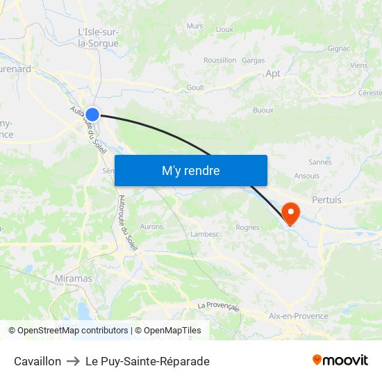 Cavaillon to Le Puy-Sainte-Réparade map