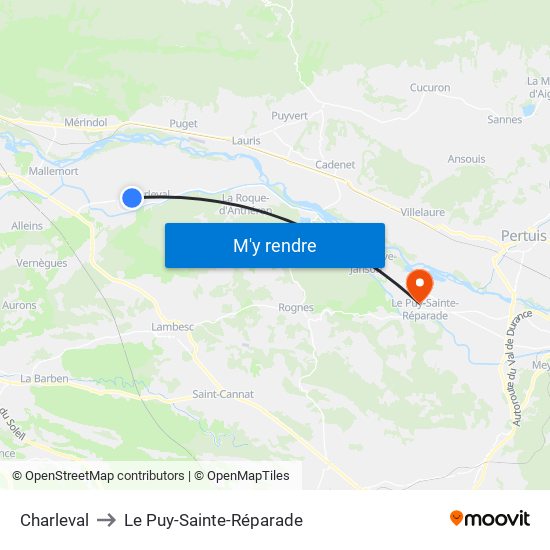 Charleval to Le Puy-Sainte-Réparade map