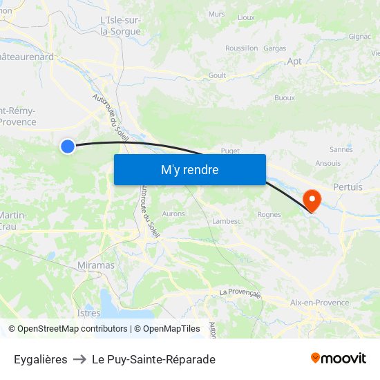 Eygalières to Le Puy-Sainte-Réparade map