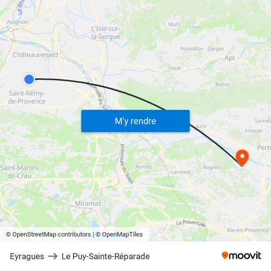 Eyragues to Le Puy-Sainte-Réparade map