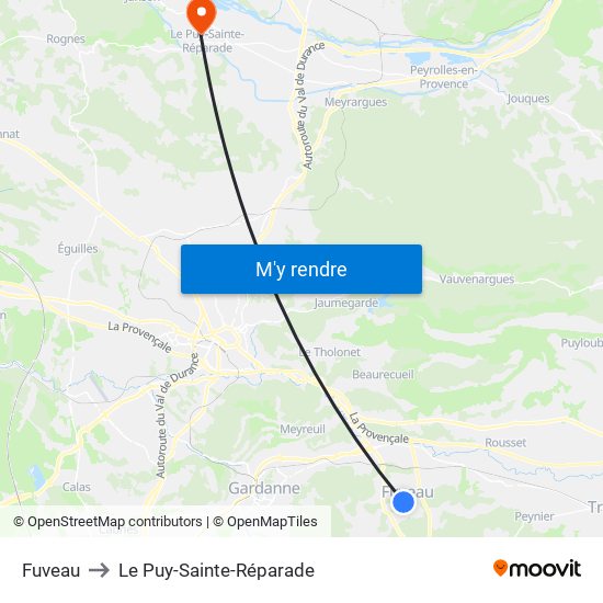 Fuveau to Le Puy-Sainte-Réparade map