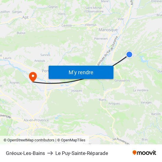 Gréoux-Les-Bains to Le Puy-Sainte-Réparade map