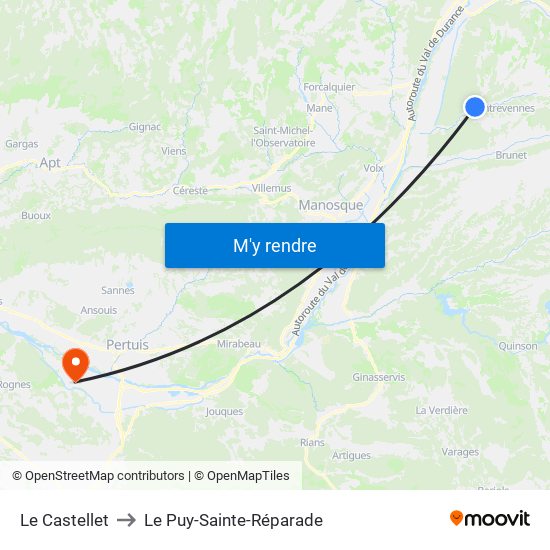 Le Castellet to Le Puy-Sainte-Réparade map