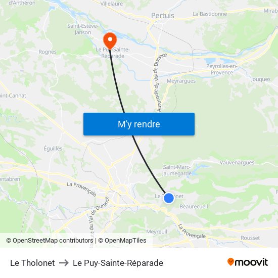 Le Tholonet to Le Puy-Sainte-Réparade map