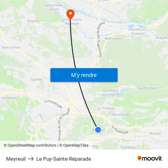 Meyreuil to Le Puy-Sainte-Réparade map