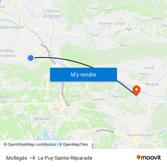 Mollégès to Le Puy-Sainte-Réparade map