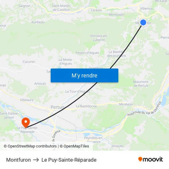 Montfuron to Le Puy-Sainte-Réparade map