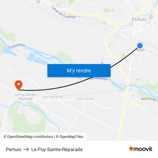 Pertuis to Le Puy-Sainte-Réparade map