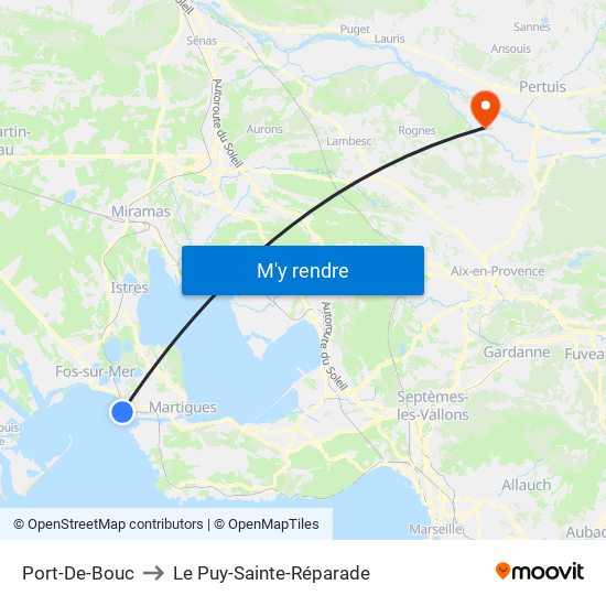 Port-De-Bouc to Le Puy-Sainte-Réparade map