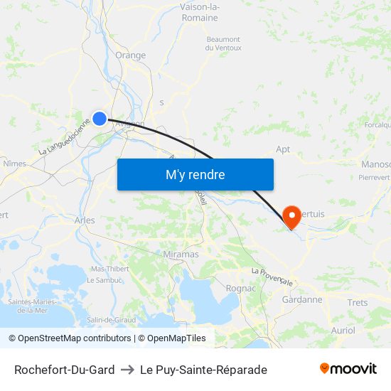 Rochefort-Du-Gard to Le Puy-Sainte-Réparade map