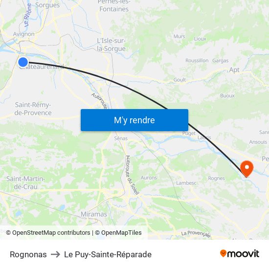 Rognonas to Le Puy-Sainte-Réparade map