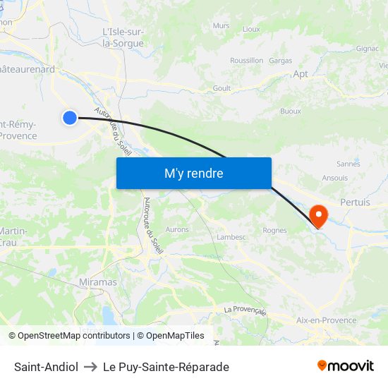 Saint-Andiol to Le Puy-Sainte-Réparade map