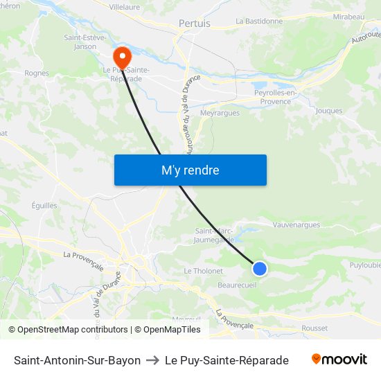 Saint-Antonin-Sur-Bayon to Le Puy-Sainte-Réparade map