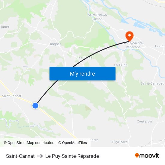 Saint-Cannat to Le Puy-Sainte-Réparade map