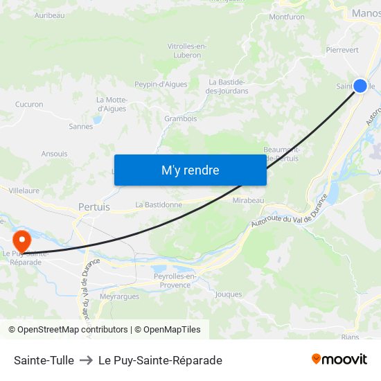 Sainte-Tulle to Le Puy-Sainte-Réparade map
