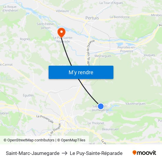 Saint-Marc-Jaumegarde to Le Puy-Sainte-Réparade map