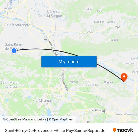 Saint-Rémy-De-Provence to Le Puy-Sainte-Réparade map