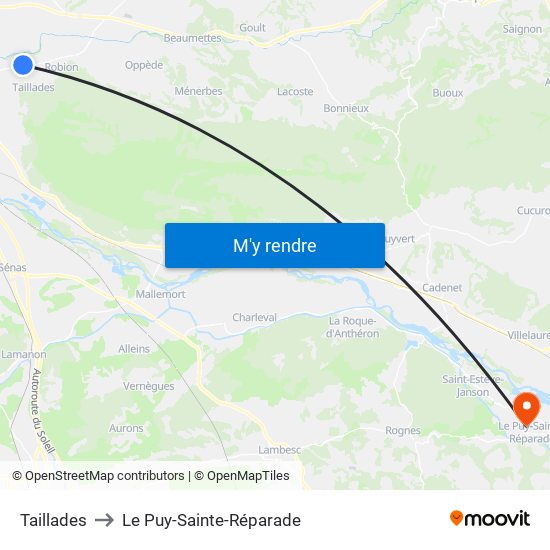Taillades to Le Puy-Sainte-Réparade map