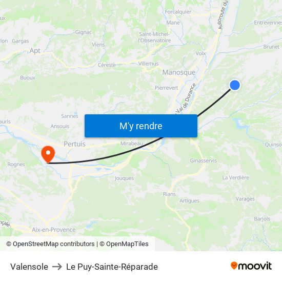 Valensole to Le Puy-Sainte-Réparade map