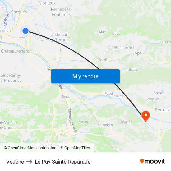Vedène to Le Puy-Sainte-Réparade map