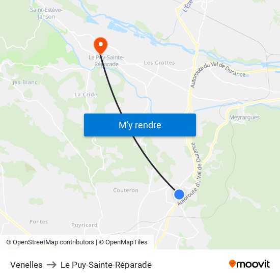 Venelles to Le Puy-Sainte-Réparade map