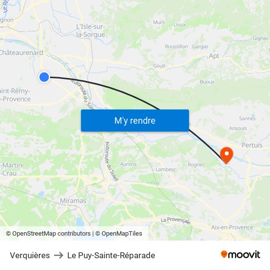 Verquières to Le Puy-Sainte-Réparade map